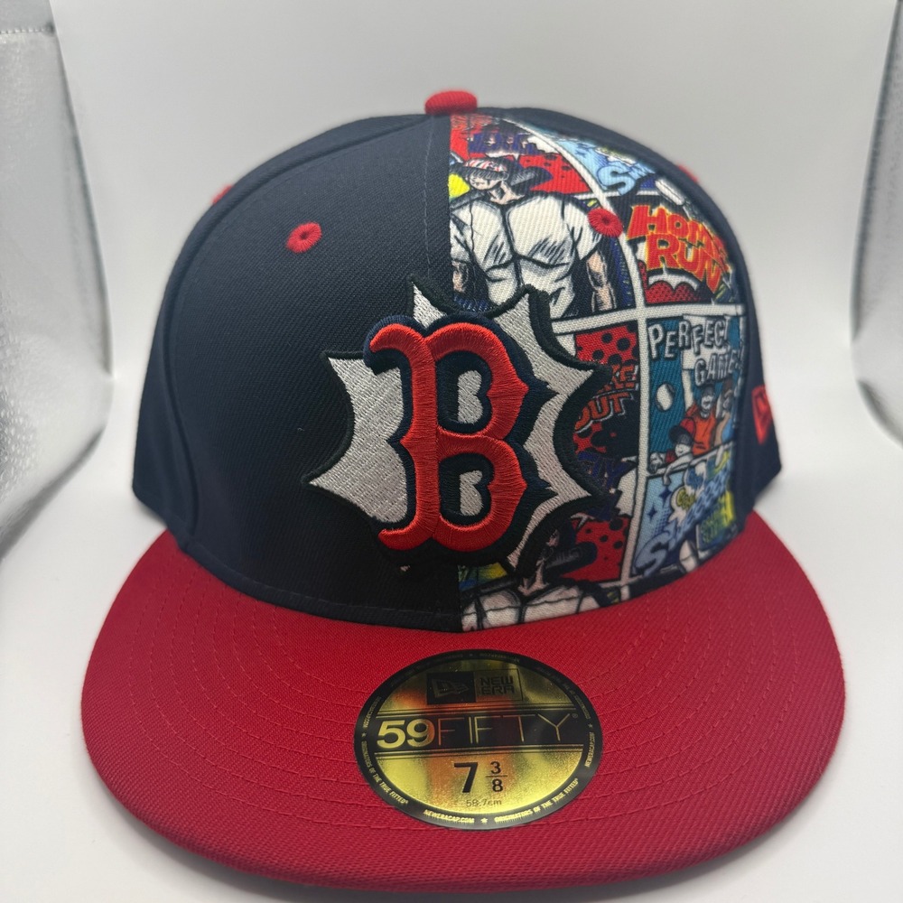 New Era 59FIFTY Boston Red Sox Players Weekend Comic Hat 7 3/8 Navy Red 60692993